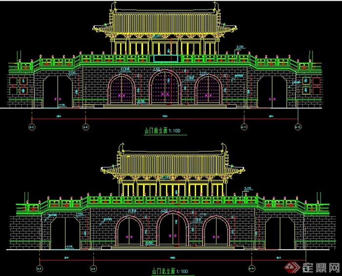 某寺廟古建山門設(shè)計(jì)施工詳圖